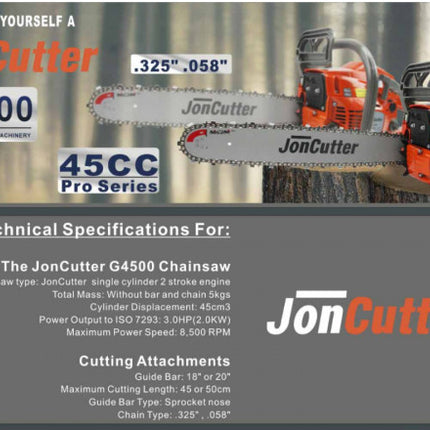 Моторен трион JonCutter® G4500 45cc (без шина и верига)
