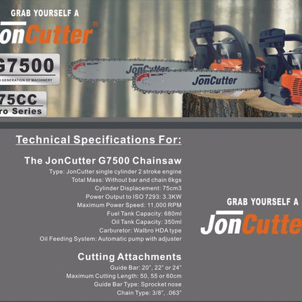 Моторен трион JonCutter® G7500 (без шина и верига) 75cc