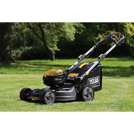 Акумулаторна самоходна косачка TEXAS- LMZ5800, 51 см, стоманен корпус, мулчиране и кош, ново! вкл.58 V / 4,0 Ah батерия и зарядно