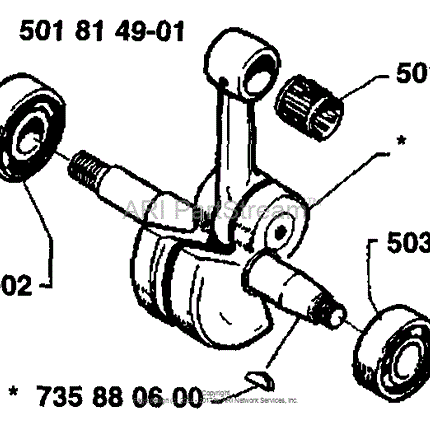 Колянов вал аналог- HUSQVARNA 40-45 - 51-55 - 240-245 / JONSERED 2041-2045