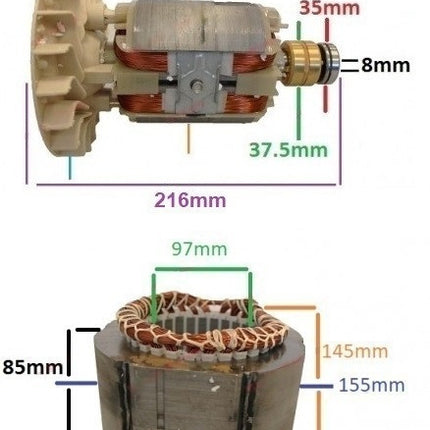 Статор и ротор за генератор 2 - 5 kw (Gx 160, 168F и тн) Мед (еднофазна)