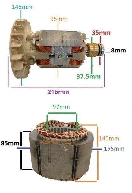 Статор и ротор за генератор 2 - 5 kw (Gx 160, 168F и тн) Мед (еднофазна)