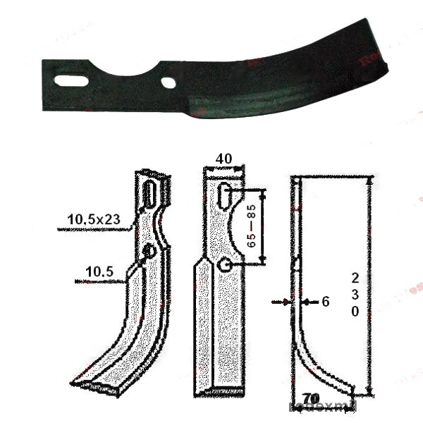 Нож за мотокултиватор 230mm x 40mm (десен)
