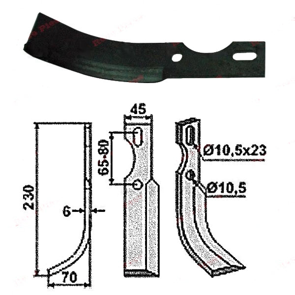 Нож за мотокултиватор 230mm x 45mm (ляв)