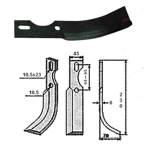 Нож за мотокултиватор 230mm x 45mm (десен)