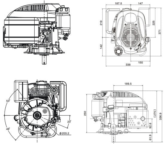 Двигател за мотофреза 5 к.с вал 22 mm Дължина на вала 62mm