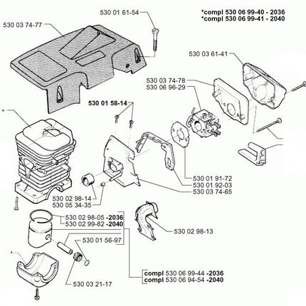 Комплект двигател Аналог Husqvarna 136, 137 d38mm