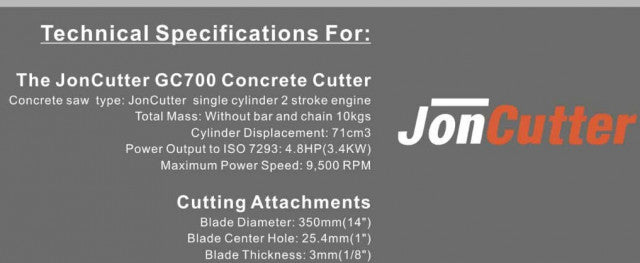 Машина за рязане на бетон JonCutter GC700 (71cc ) (без диск)