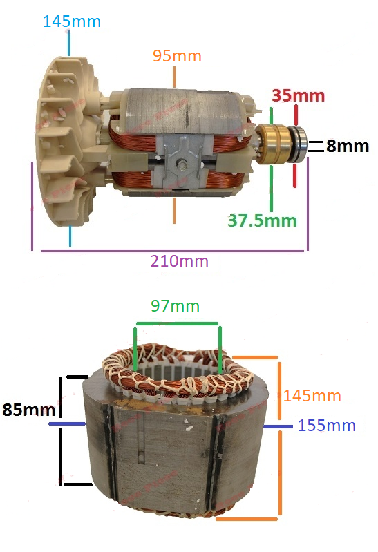 Статор и ротор за генератор 2 - 5 kw (Gx 160, 168F и тн) Мед (трифазна)