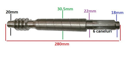 Червячен вал за мотофреза / мотокултиватор Ruris Sprint 650L, 650B