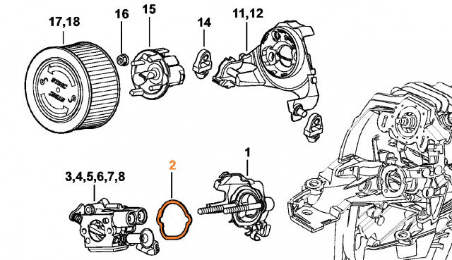Фланец карбуратор на моторен трион Stihl MS231, MS241, MS251, MS261, MS271, MS291