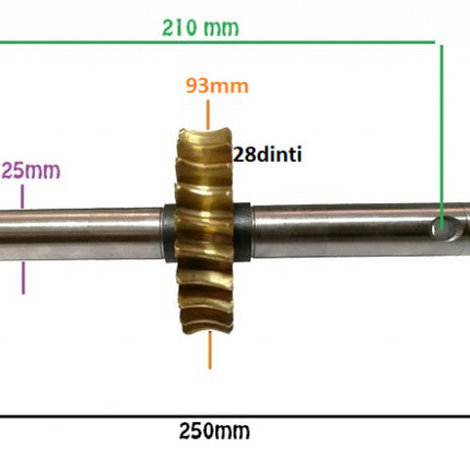 Зъбно колело от бронз с вал за мотофреза / мотокултиватор Szentkiraly 1:28