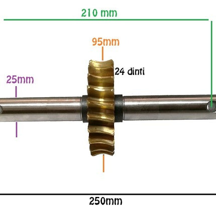 Зъбно колело от бронз с вал за мотофреза / мотокултиватор Szentkiraly, Bronto, Dragon 1:24