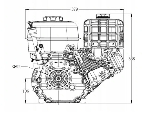 Бензинов двигател  Zongshen GB270 9CP (вал: 25 x 89mm)