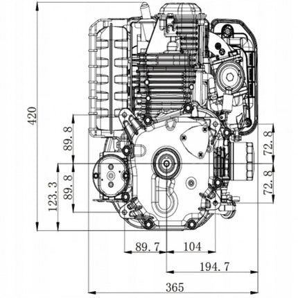 Двигател с вертикален вал Zongshen XP380A (вал25.4 Ø - 87mm) 11.5 CP (за трактори)
